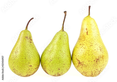Fresh juicy yellow pears isolated on white background