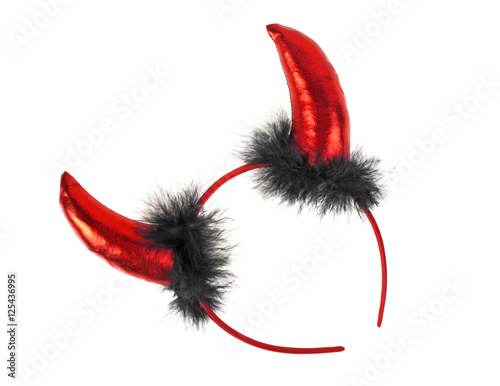 Devil red horns isolated on a white background photo