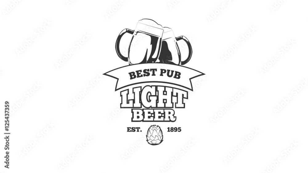Vintage beer logo set animation