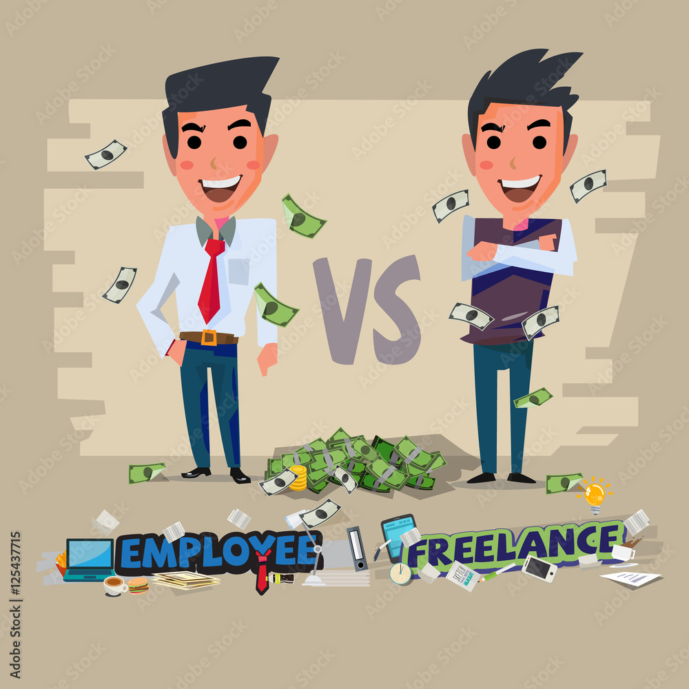 employee and freelance. character design - vector employee and freelance. character design - vector