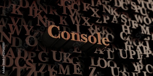 Console - Wooden 3D rendered letters/message. Can be used for an online banner ad or a print postcard.