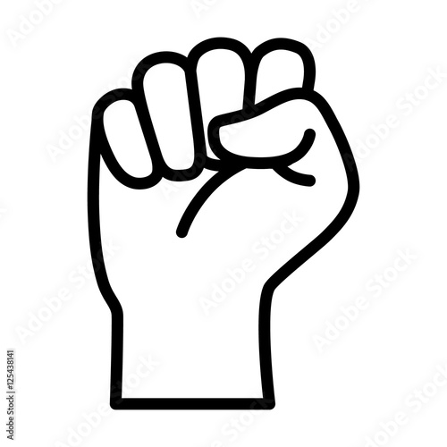 Raised fist - symbol of victory, strength, power and solidarity line art icon for apps and websites 