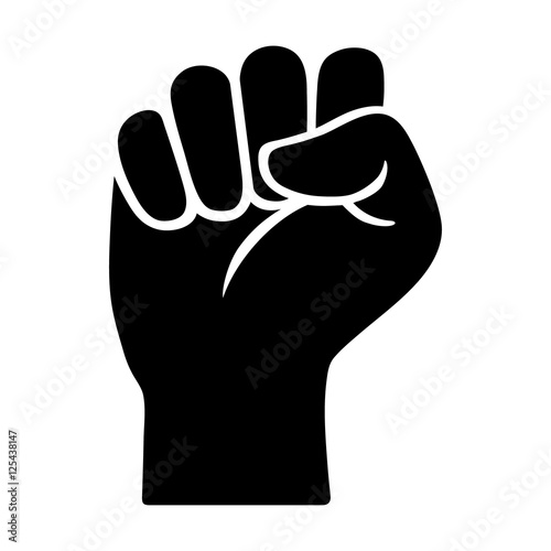 Raised fist - symbol of victory, strength, power and solidarity flat icon for apps and websites  photo