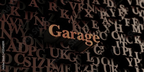 Garage - Wooden 3D rendered letters/message.  Can be used for an online banner ad or a print postcard.