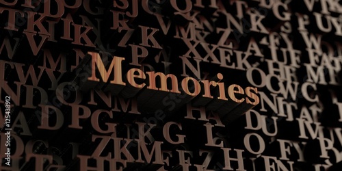 Memories - Wooden 3D rendered letters/message. Can be used for an online banner ad or a print postcard.