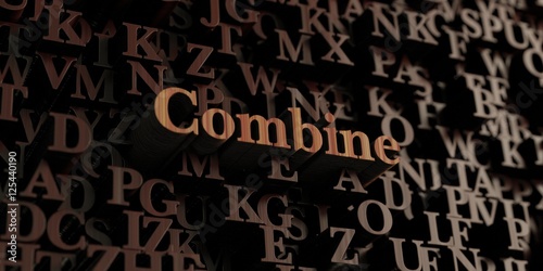 Combine - Wooden 3D rendered letters/message. Can be used for an online banner ad or a print postcard.