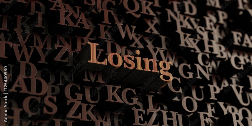 Losing - Wooden 3D rendered letters/message.  Can be used for an online banner ad or a print postcard.