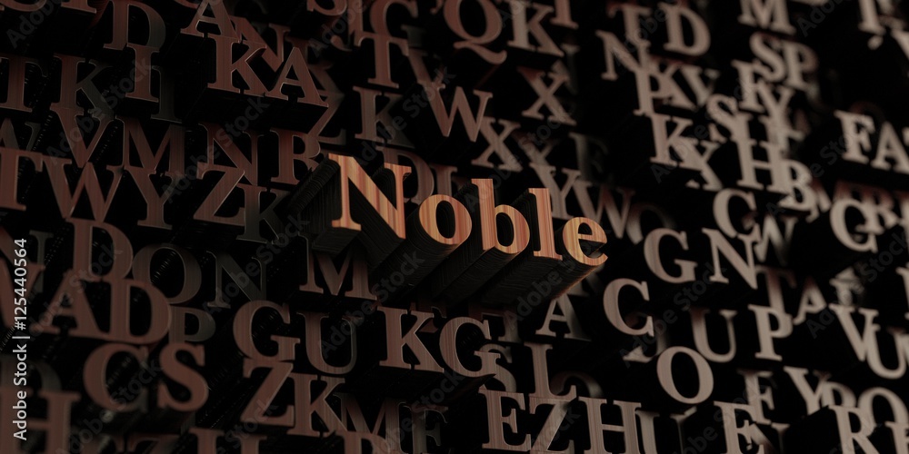 Noble - Wooden 3D rendered letters/message.  Can be used for an online banner ad or a print postcard.