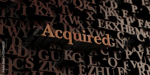 Acquired - Wooden 3D rendered letters/message. Can be used for an online banner ad or a print postcard.