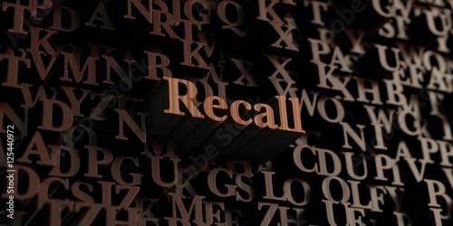 Recall - Wooden 3D rendered letters/message. Can be used for an online banner ad or a print postcard.