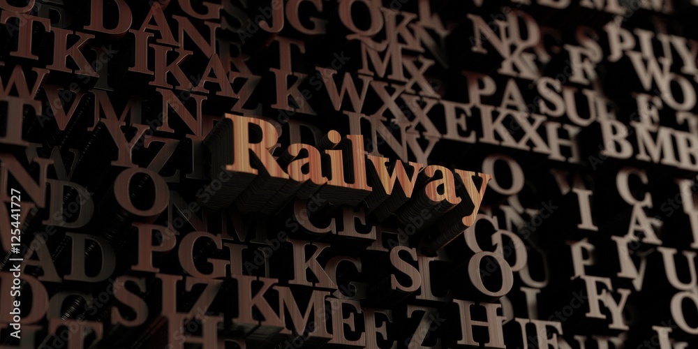 Railway - Wooden 3D rendered letters/message.  Can be used for an online banner ad or a print postcard.