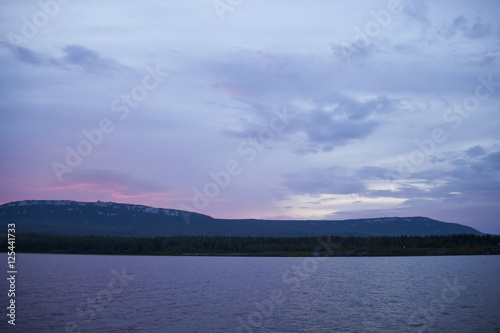 Sunset on lake Zyuratkul. Ural. Russia