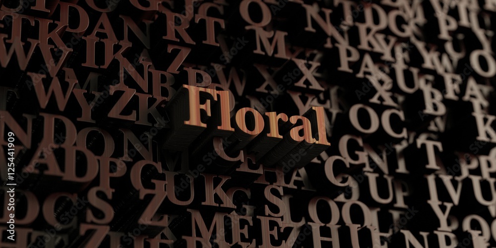 Floral - Wooden 3D rendered letters/message.  Can be used for an online banner ad or a print postcard.