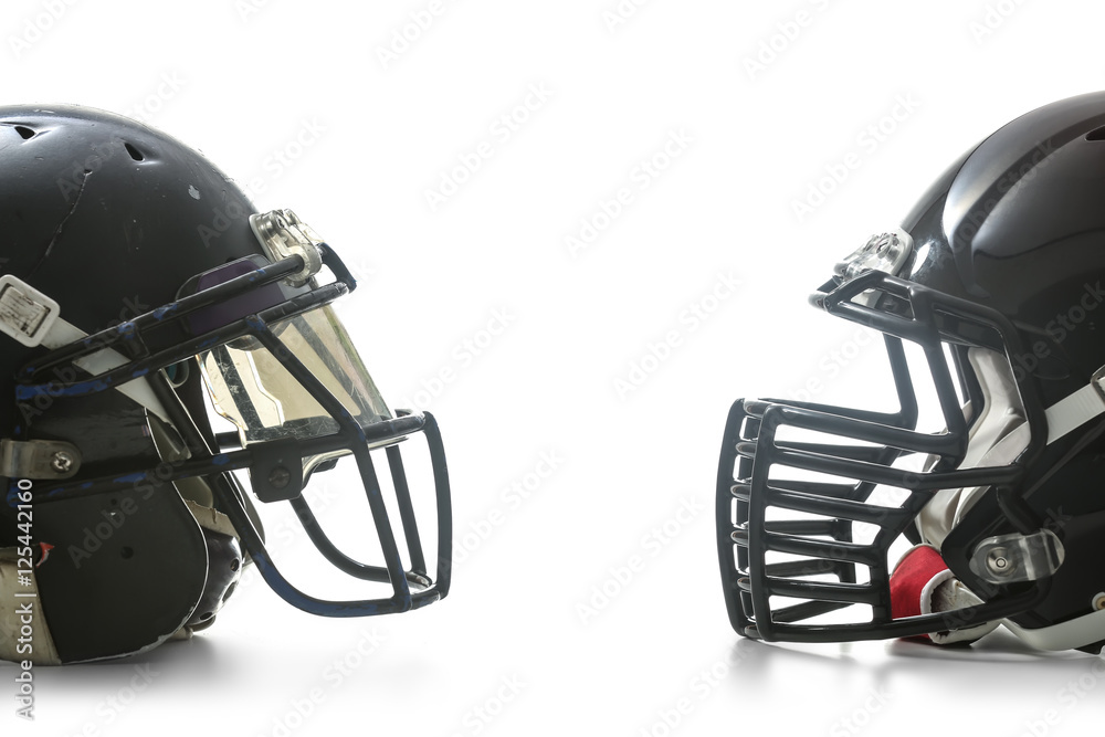 Fototapeta premium Rugby helmets on white background
