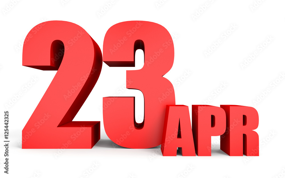April 23. Text on white background. April 23. Text on white background.
