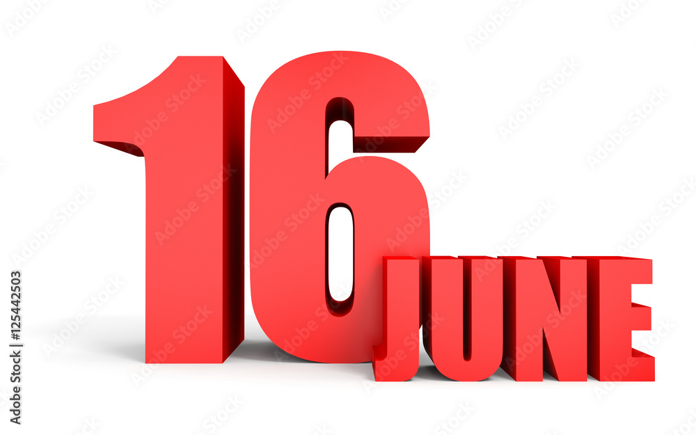June 16. Text on white background. June 16. Text on white background.