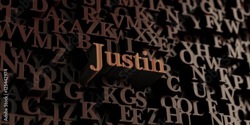 Justin - Wooden 3D rendered letters/message.  Can be used for an online banner ad or a print postcard. photo