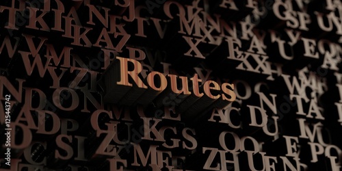 Routes - Wooden 3D rendered letters/message.  Can be used for an online banner ad or a print postcard.