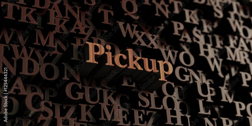 Pickup - Wooden 3D rendered letters/message. Can be used for an online banner ad or a print postcard. Pickup - Wooden 3D rendered letters/message. Can be used for an online banner ad or a print postcard.