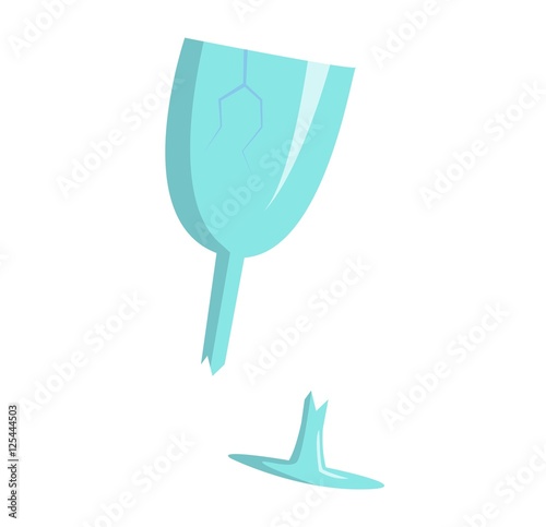 Broken wine glass vector.