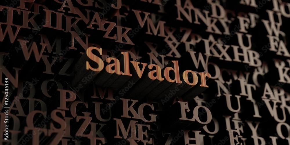 Salvador - Wooden 3D rendered letters/message.  Can be used for an online banner ad or a print postcard.