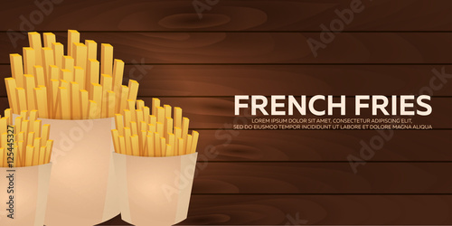 French Fries banner. Fast food restaurant. Vector illustration.