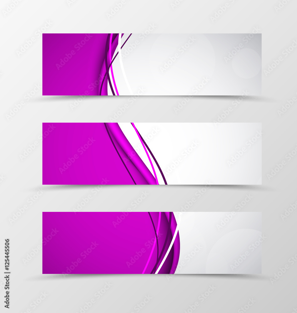 Fototapeta premium Set of header banner dynamic wave design
