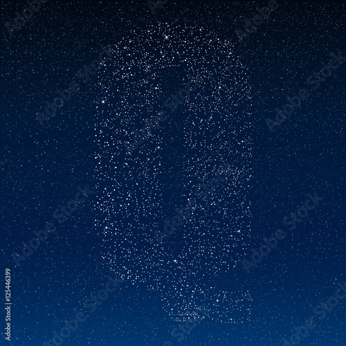 Vector abstract alphabet of stars. The starry sky.