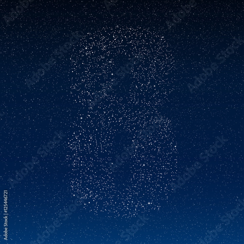 Vector abstract alphabet of stars. The starry sky.