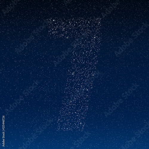 Vector abstract alphabet of stars. The starry sky.