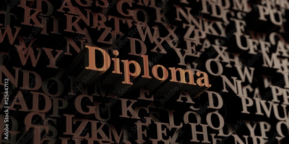 Diploma - Wooden 3D rendered letters/message. Can be used for an online banner ad or a print postcard. Diploma - Wooden 3D rendered letters/message. Can be used for an online banner ad or a print postcard.