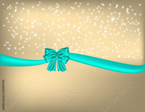 Golden Christmas background with  bow