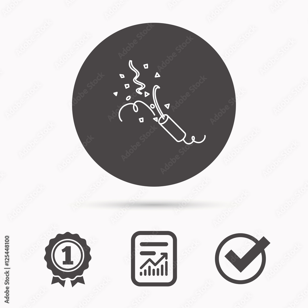 Fototapeta premium Shooting slapstick icon. Celebration sign.