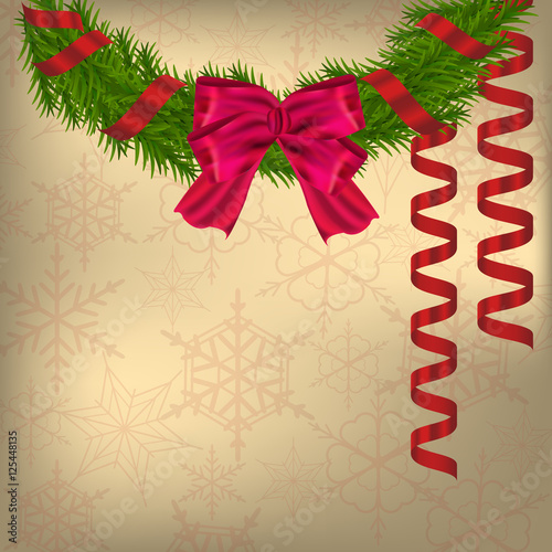 Christmas and New Year Greeting card with Christmas Wreath