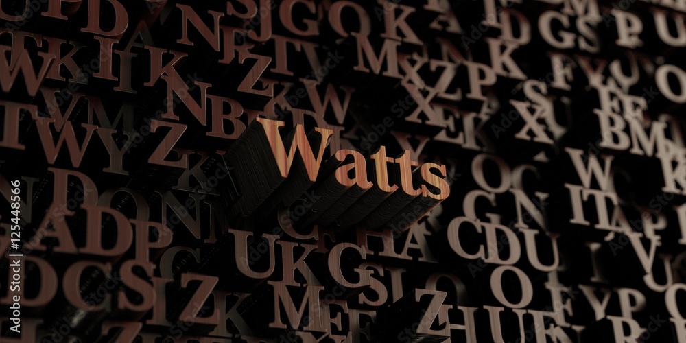 Watts - Wooden 3D rendered letters/message.  Can be used for an online banner ad or a print postcard.