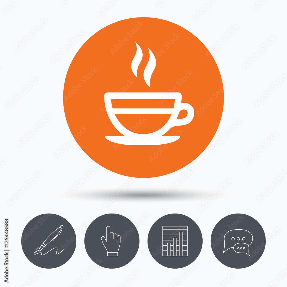 Tea cup icon. Hot coffee drink sign. Tea cup icon. Hot coffee drink sign.