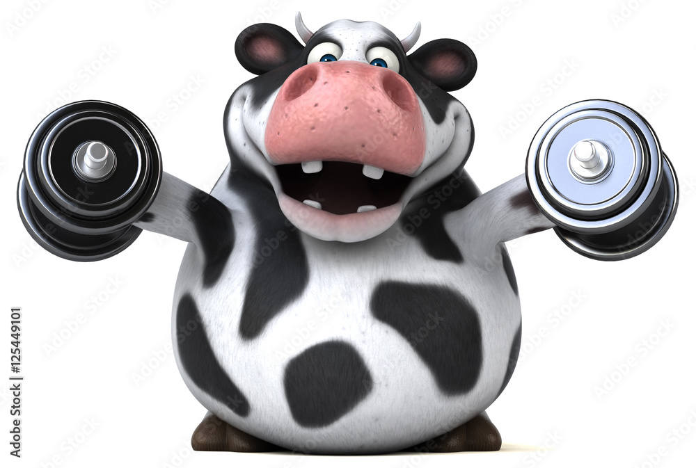 Naklejka premium Fun cow - 3D Illustration