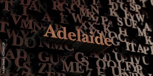 Adelaide - Wooden 3D rendered letters/message. Can be used for an online banner ad or a print postcard.