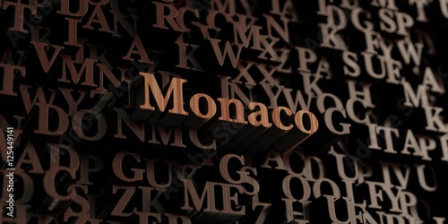 Monaco - Wooden 3D rendered letters/message. Can be used for an online banner ad or a print postcard.