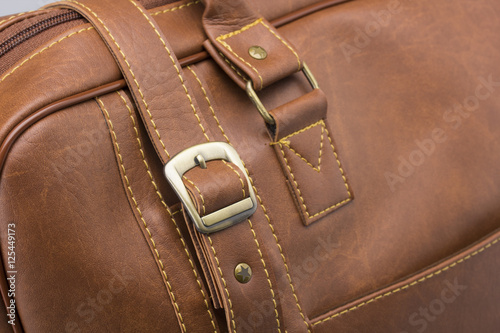 Brown Leather Woman Bag On White