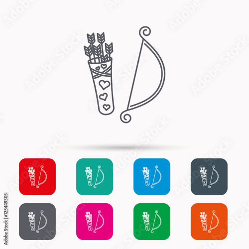 Amour arrows with bow icon. Cupid love symbol.