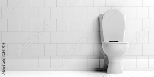 Toilet bowl isolated on white background, copy space. 3d illustration
