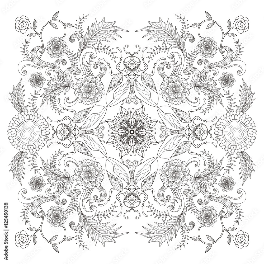 Obraz premium Retro insect adult coloring page