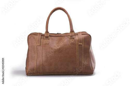 Brown Leather Woman Bag On White