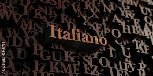 Italiano - Wooden 3D rendered letters/message. Can be used for an online banner ad or a print postcard.
