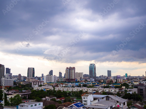 Thick cloud of rain in Bangkok city, Thailand
