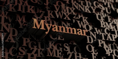 Myanmar - Wooden 3D rendered letters/message. Can be used for an online banner ad or a print postcard.
