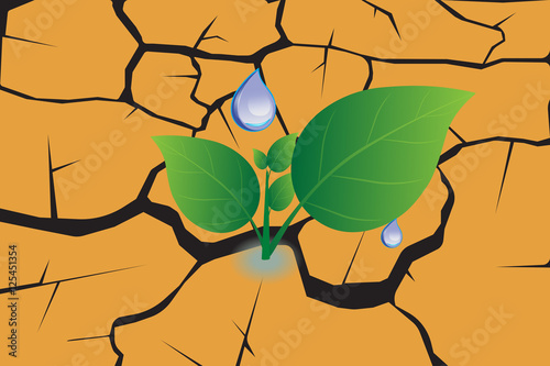 water drop on dry cracked ground texture, vector EPS 10.