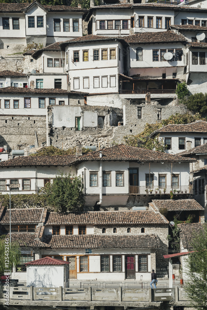 traditional balkan houses in old town of berat albania