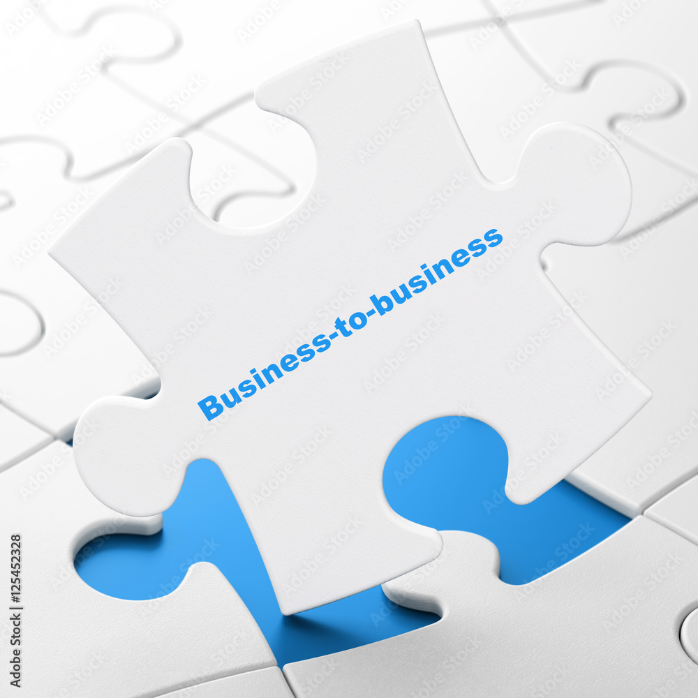Finance concept: Business-to-business on puzzle background Finance concept: Business-to-business on puzzle background